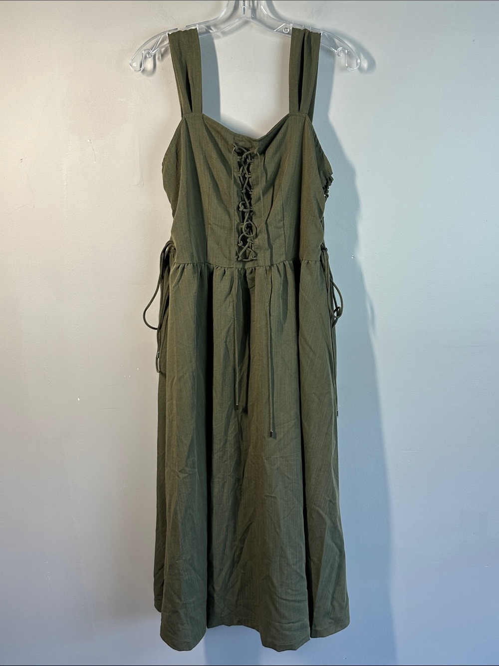 Scarlet Darkness Ren Faire Corset Midi Dress Olive Green Size L Cottagecore